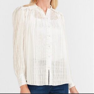 Sheer‎ ivory and gold button down shirt